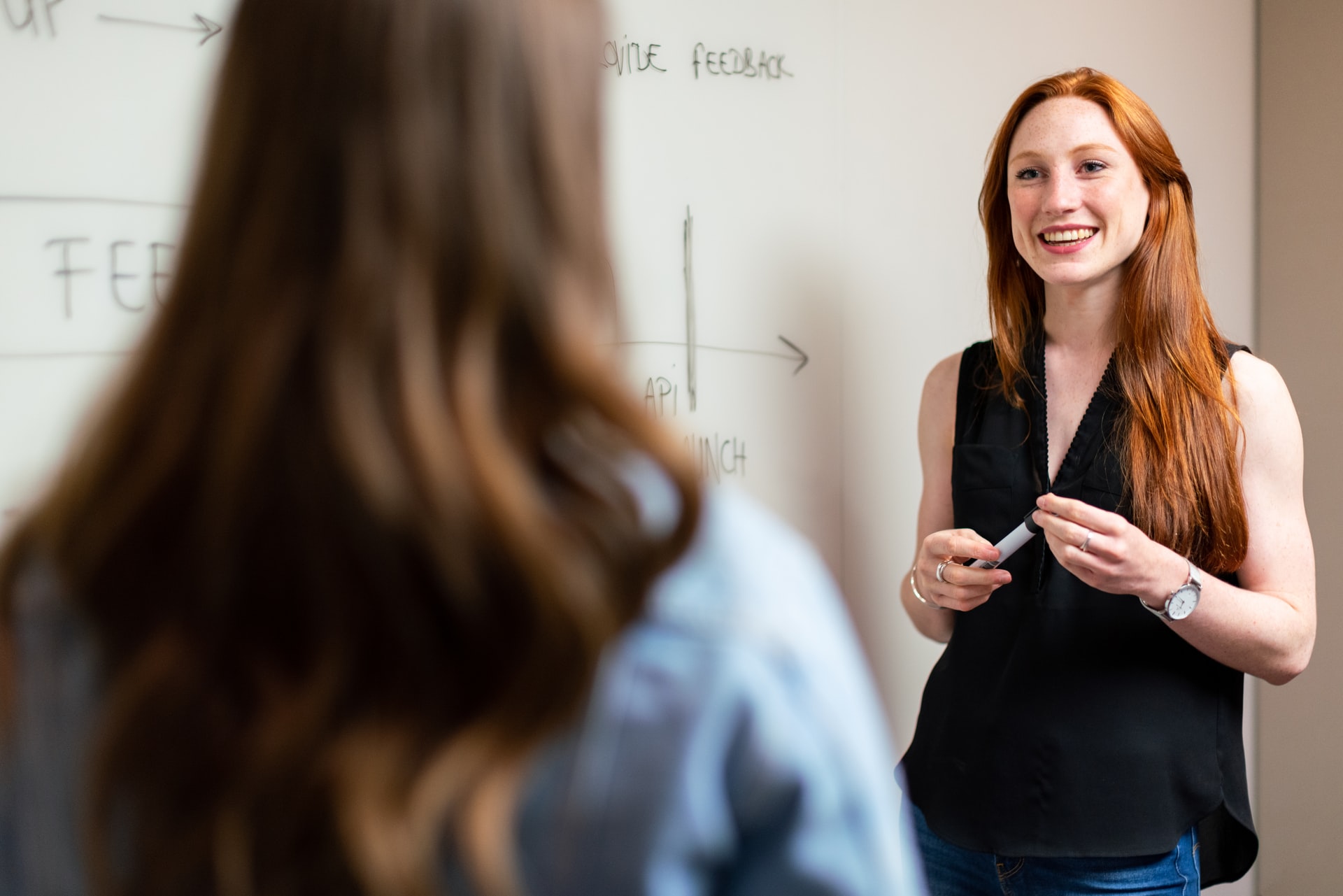 teacher talking to student