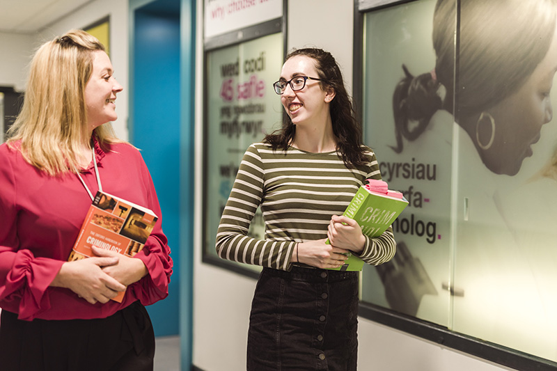 criminology students in corridor